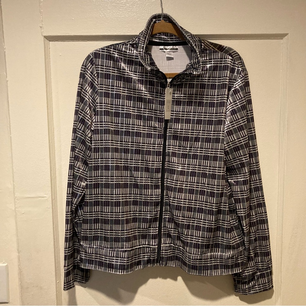 Mirror Image, Women's light weight jacket, XL, Blk/Wht stripes, NWT